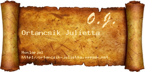 Ortancsik Julietta névjegykártya